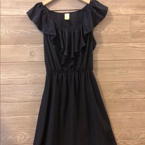 Bee Stitched Ruffle Navy Dress